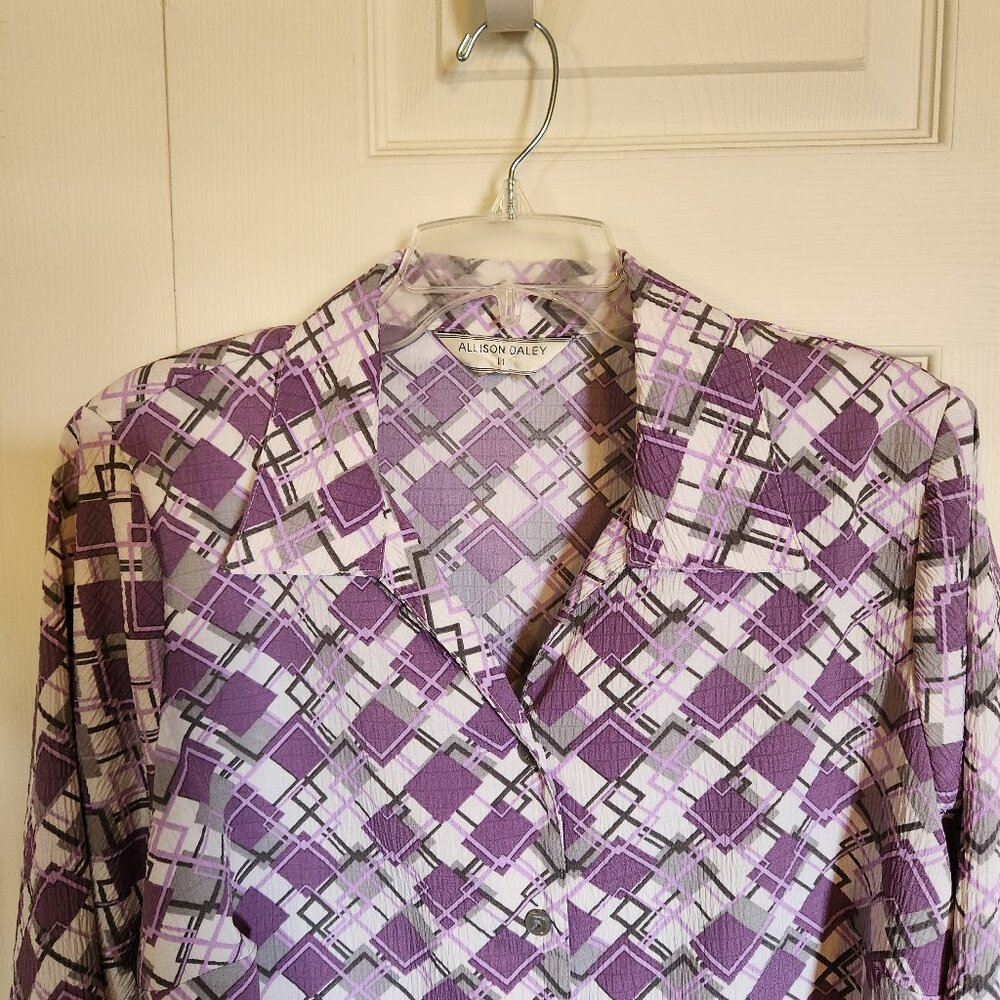 Allison Daley Geometric Design 3/4 Sleeve Blouse